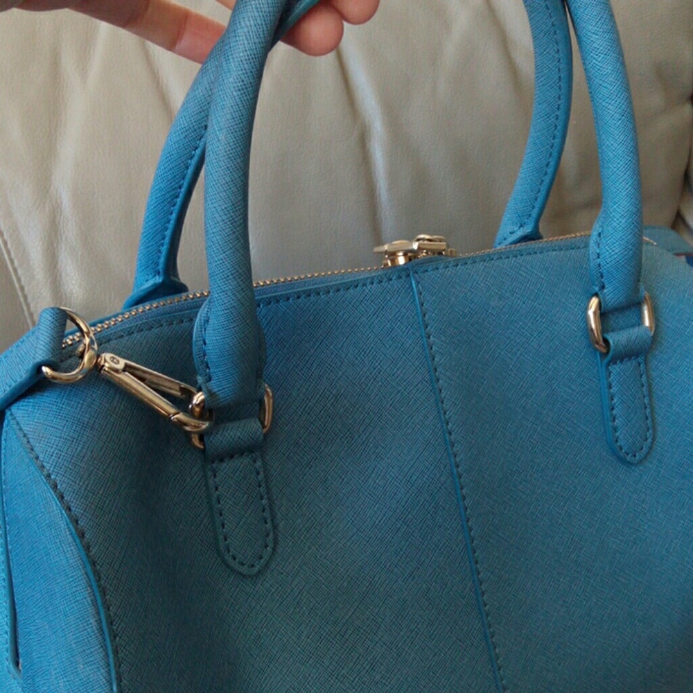 DKNY saffiano leather Boston bag in blue - Picture 5 of 8